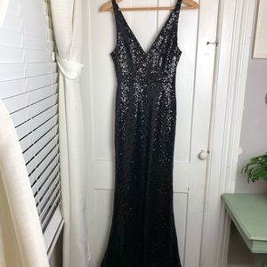 Lulu’s Here to Wow black full sequin maxi dress